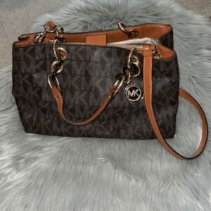 Michael Kors Black and Tan Shoulder Bag